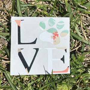 Floral LOVE Dog Print Vinyl Window Decal